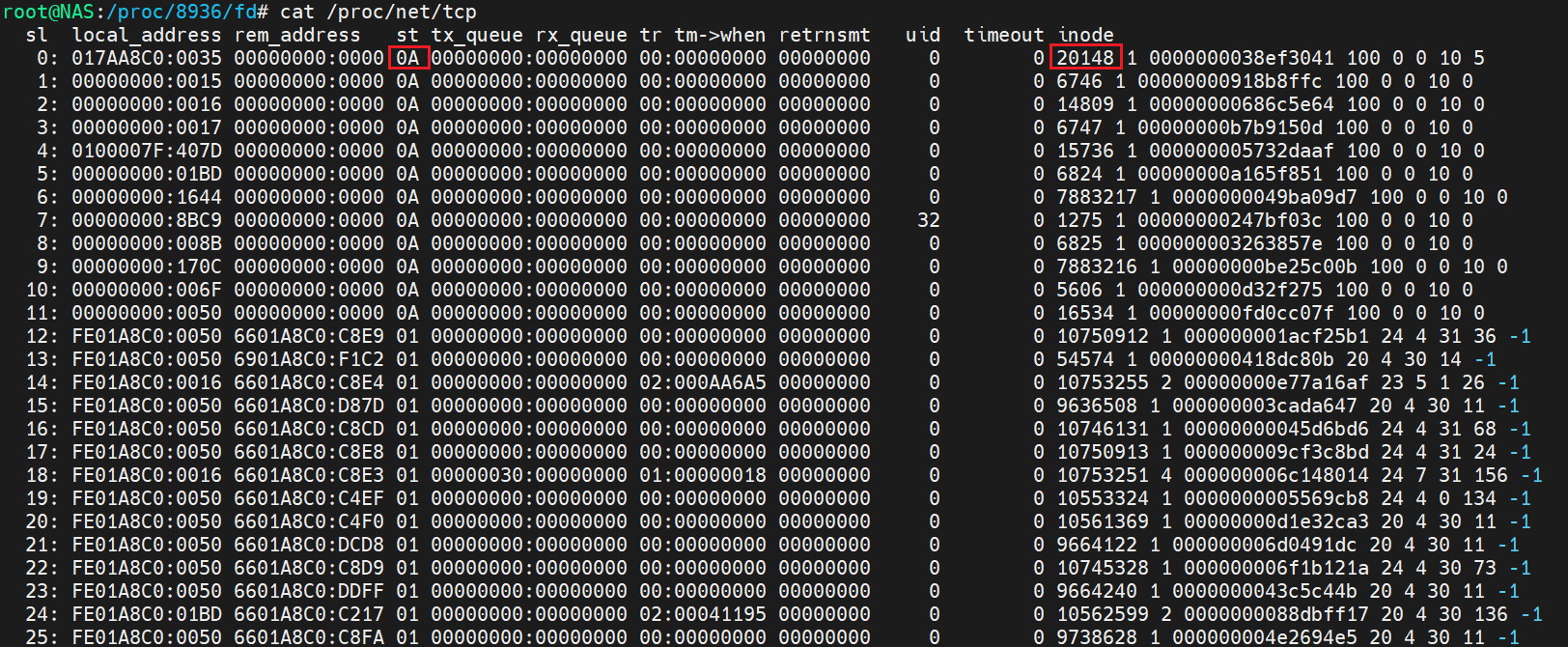 /proc/net/tcp /proc/net/tcp